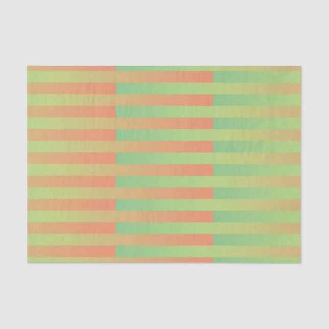 Green Orange Striped Pattern Tissue Paper (Front)