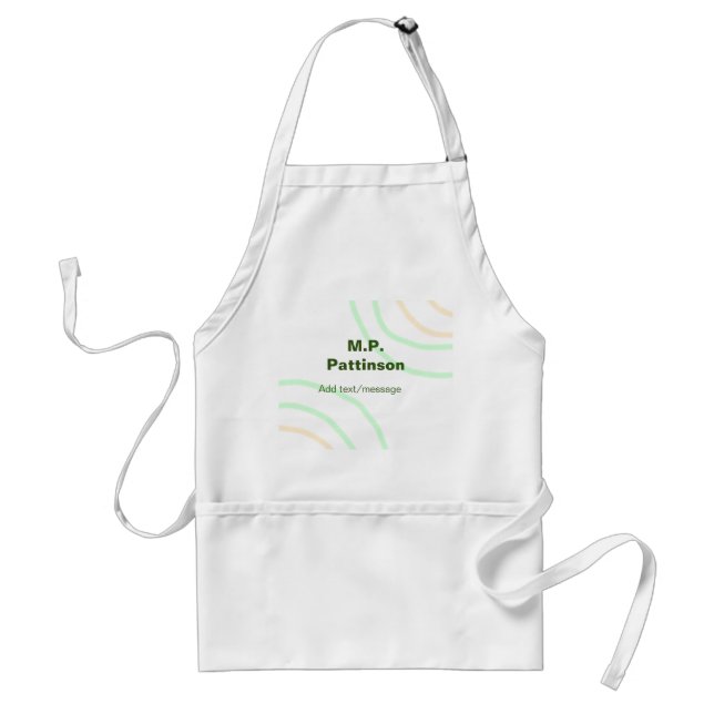 Green orange stripes add name text message simple  adult apron (Front)