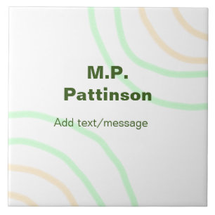 Green orange stripes add name text message simple  ceramic tile
