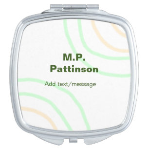Green orange stripes add name text message simple compact mirror