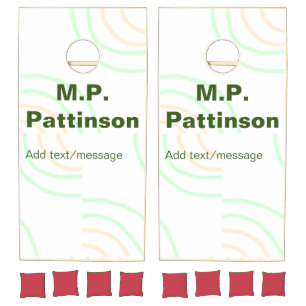 Green orange stripes add name text message simple  cornhole set