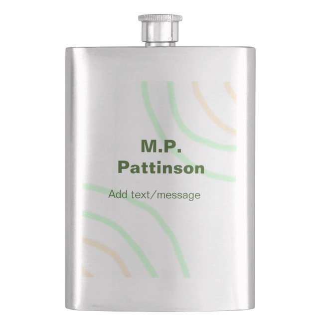 Green orange stripes add name text message simple  flask (Front)