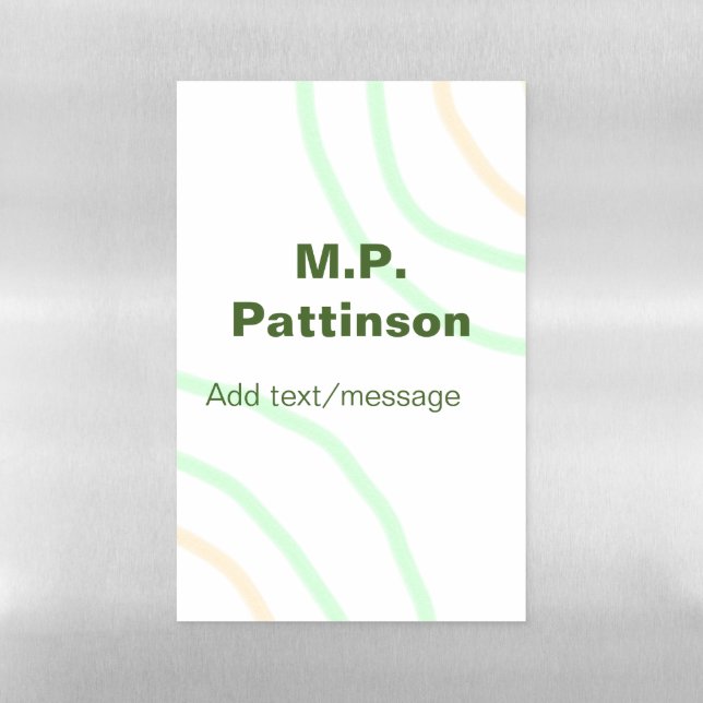 Green orange stripes add name text message simple  magnetic dry erase sheet (Vertical)