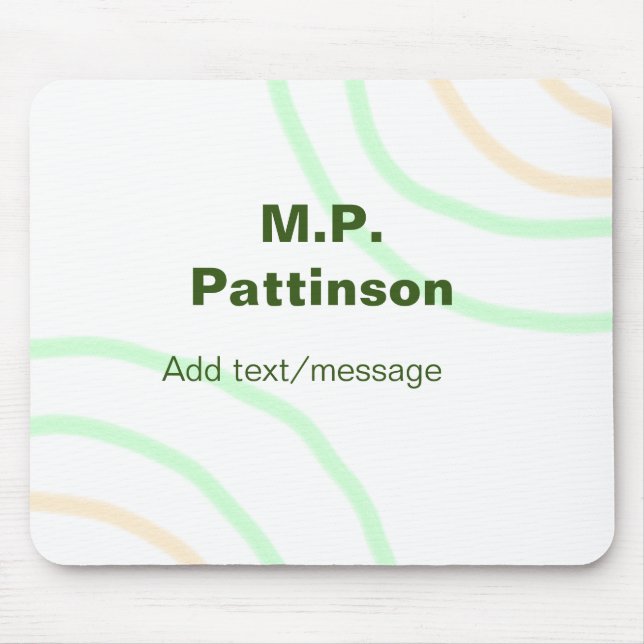 Green orange stripes add name text message simple  mouse pad (Front)