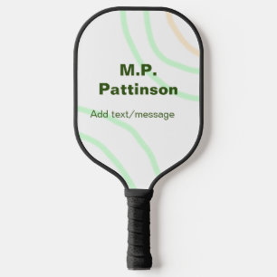 Green orange stripes add name text message simple  pickleball paddle