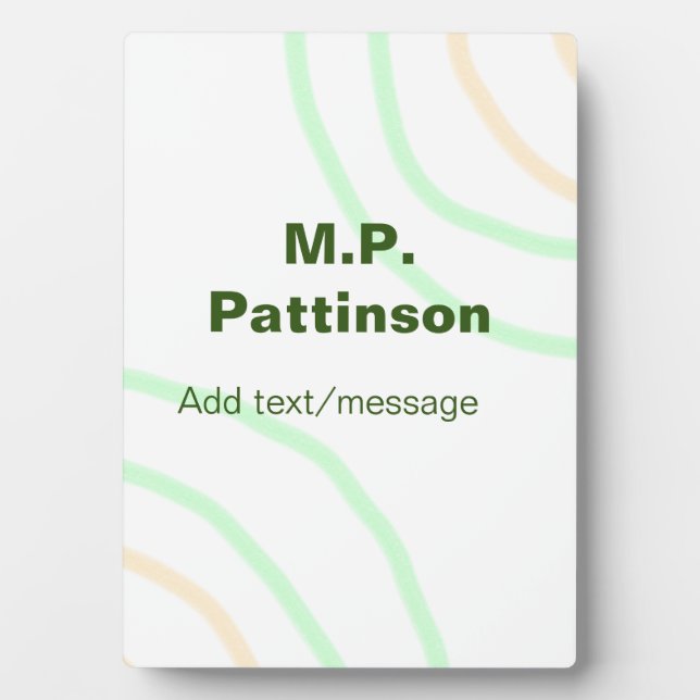 Green orange stripes add name text message simple  plaque (Front)