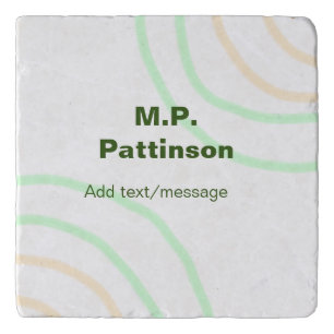 Green orange stripes add name text message simple trivet