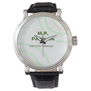 Green orange stripes add name text message simple watch