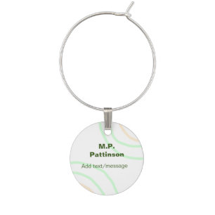 Green orange stripes add name text message simple  wine charm
