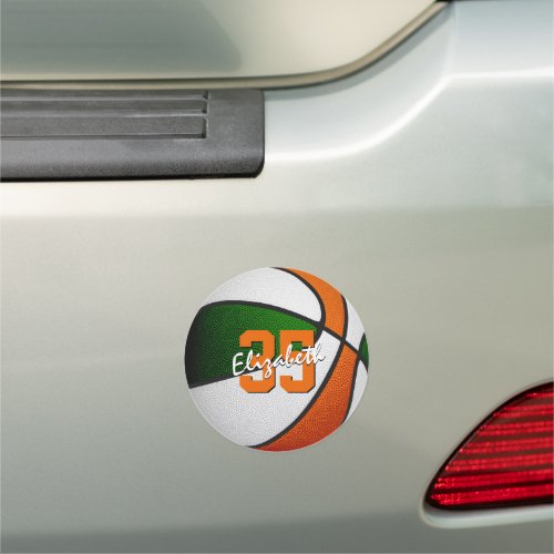 green orange team colors basketball spirit day car magnet