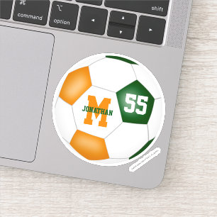 green orange team colors boys girls soccer sticker