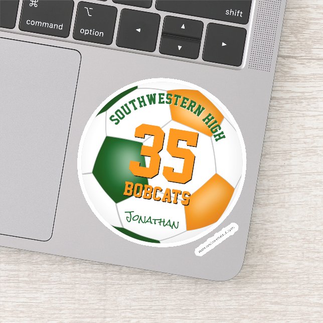 green orange team colors boys girls soccer sticker (Detail)