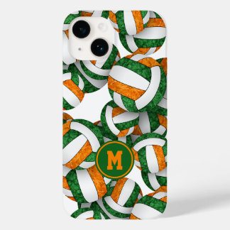 Green orange team colors girly volleyballs Case-Mate iPhone 14 case