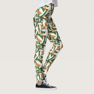 Green orange team colors girly volleyballs pattern leggings