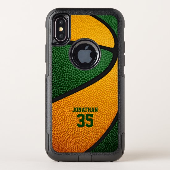 green orange team colors personalized basketball OtterBox commuter iPhone XS case
