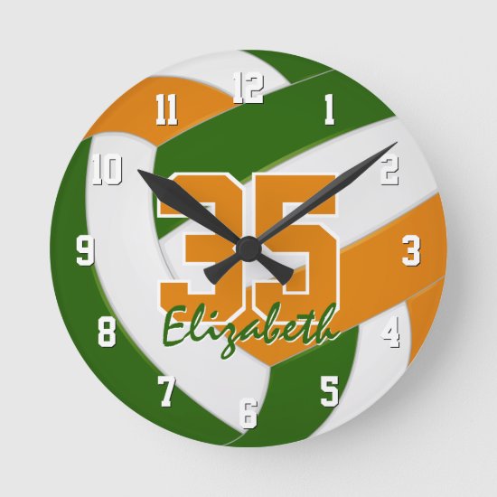 green orange team colors players name volleyball round clock