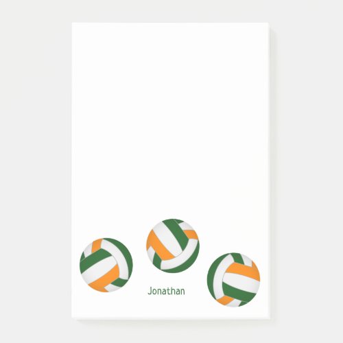 green orange team colors volleyballs w player name post_it notes