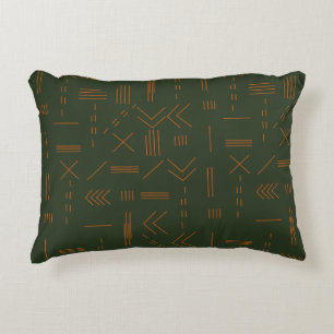 Green orange Terracotta Gorgeous Geometric Pattern Accent Pillow