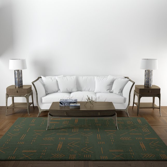 Green orange Terracotta Gorgeous Geometric Pattern Rug (Green orange Terracotta Gorgeous Geometric Pattern Rug)