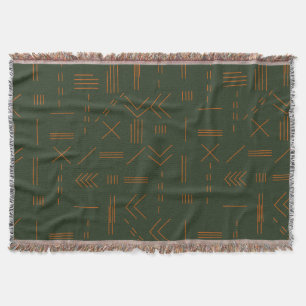 Green orange Terracotta Gorgeous Geometric Pattern Throw Blanket