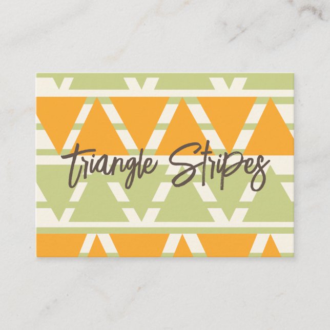 Green Orange Triangle Stripes  Business Card (Front)
