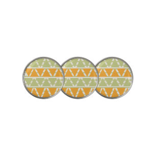 Green Orange Triangle Stripes Pattern Golf Ball Marker