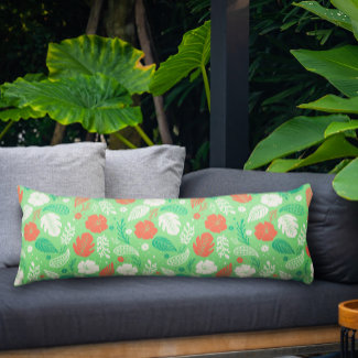Green & Orange Tropical Foliage Pattern