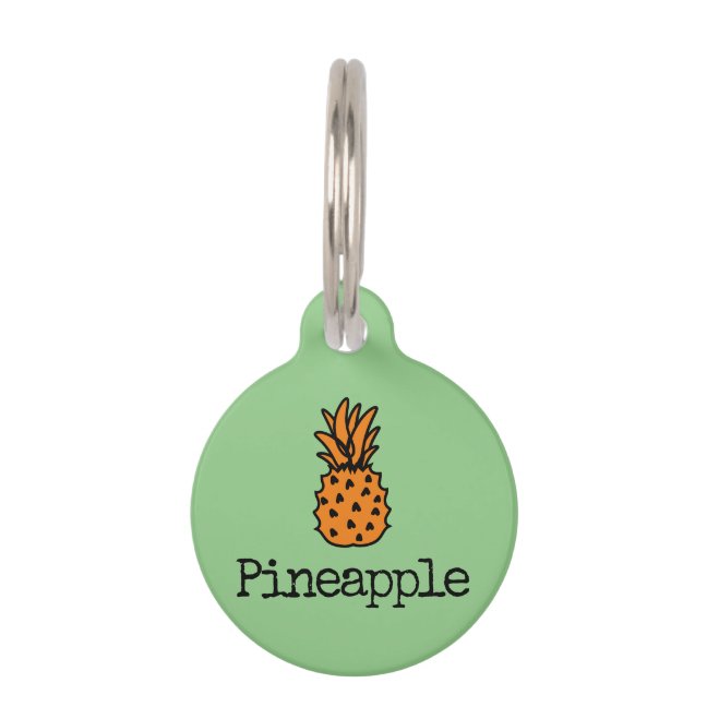 Green Orange Tropical Fruit Pineapple Pet ID Tag
