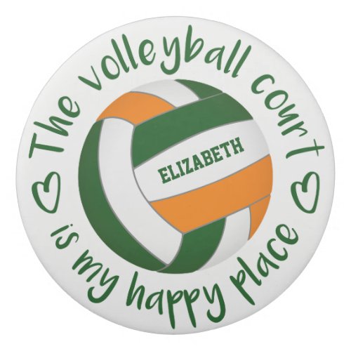 green orange volleyball court my happy place eraser