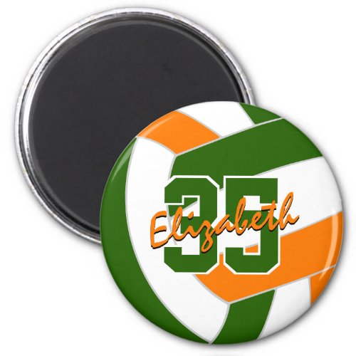 green orange volleyball team colors gifts magnet