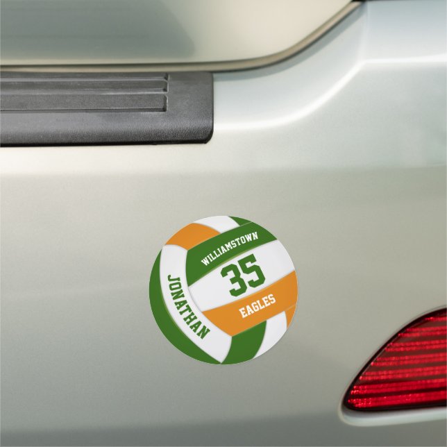 green orange volleyball team spirit gym locker or car magnet (In Situ)
