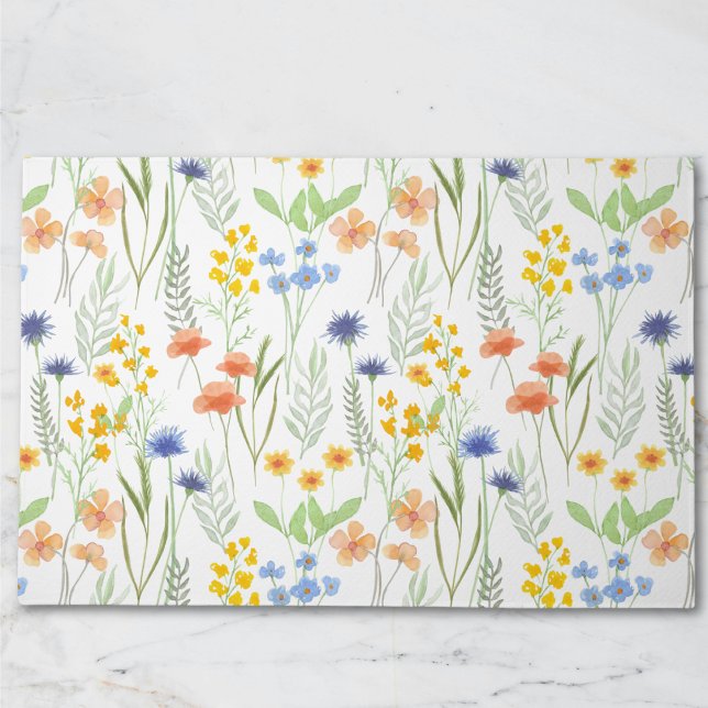 Green Orange Watercolor Wildflower  Doormat (Creator Uploaded)