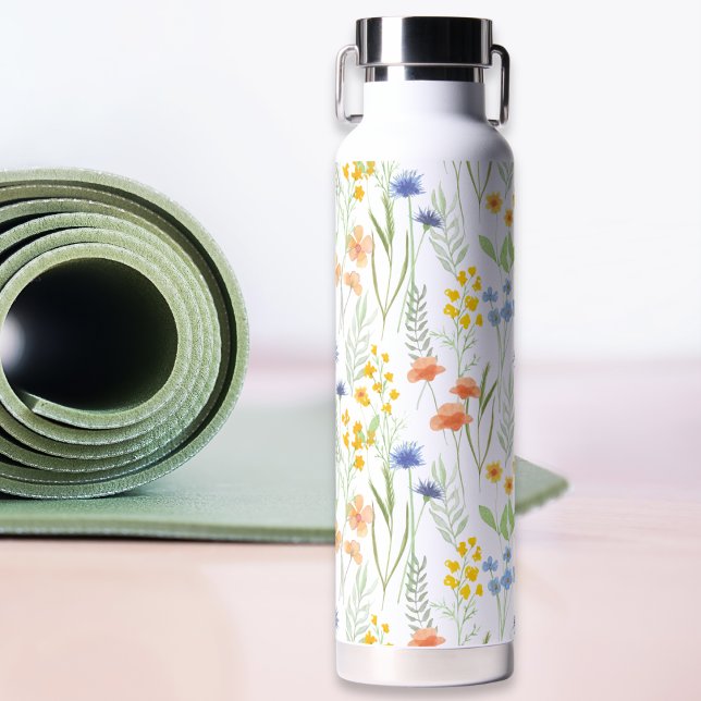 Green Orange Watercolor Wildflower  Water Bottle (Creator Uploaded)