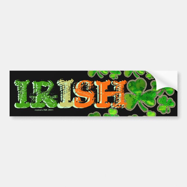 Green Orange White Irish Shamrock Bumper Sticker (Front)