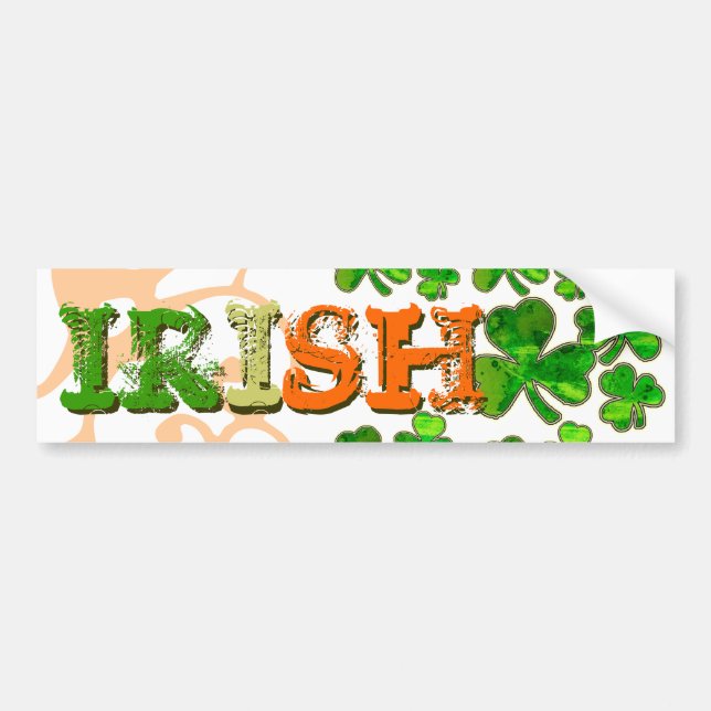 Green Orange White Irish Shamrock Bumper Sticker (Front)