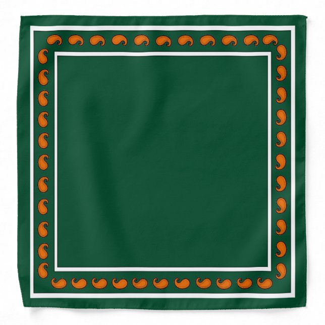 Green Orange White Paisley Pattern Florida Bandana (Front)