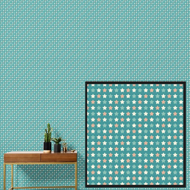Green Orange White Stars Geometric  on Green Wallpaper (Creator Uploaded)
