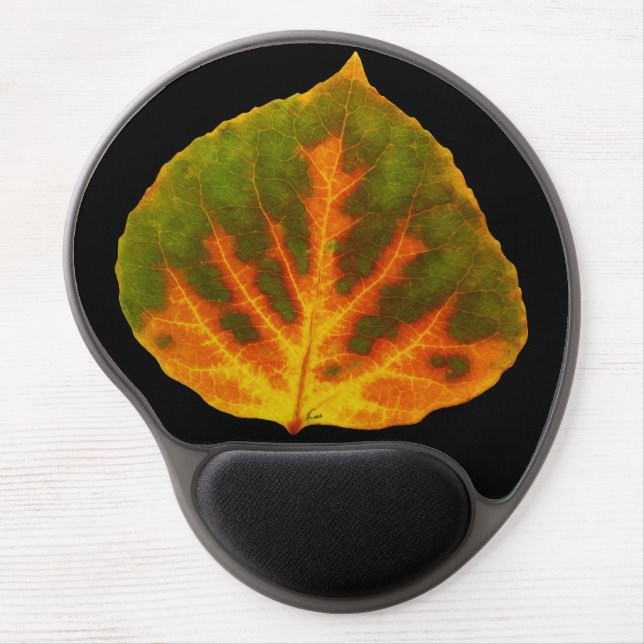 Green Orange & Yellow Aspen Leaf #1 Gel Mouse Pad (Front)