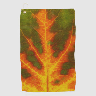 Green Orange & Yellow Aspen Leaf #1 Golf Towel