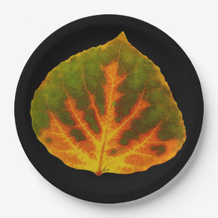 Green Orange & Yellow Aspen Leaf #1 Paper Plates