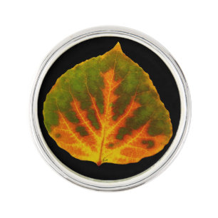 Green Orange & Yellow Aspen Leaf #1 Pin