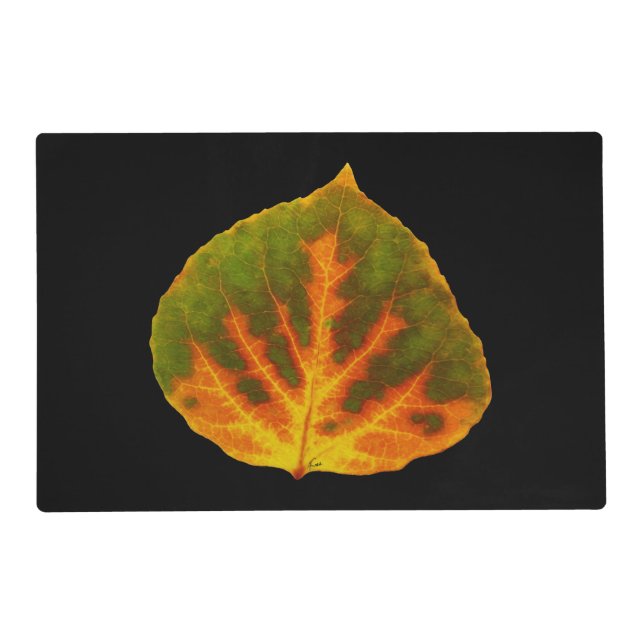 Green Orange & Yellow Aspen Leaf #1 Placemat (Front)