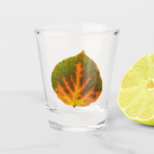 Green Orange & Yellow Aspen Leaf #1 Shot Glass