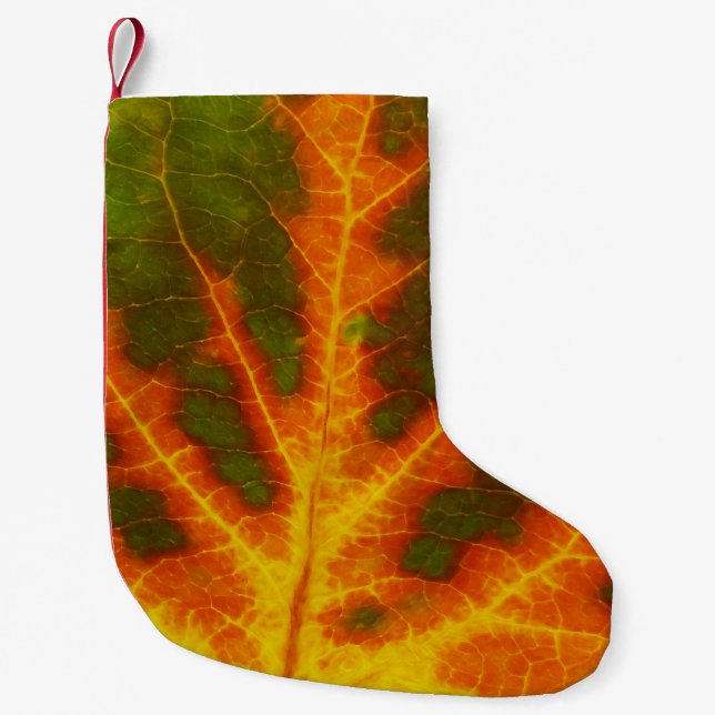 Green Orange & Yellow Aspen Leaf #1 Small Christmas Stocking (Front)