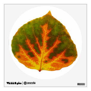 Green Orange & Yellow Aspen Leaf #1 Wall Decal
