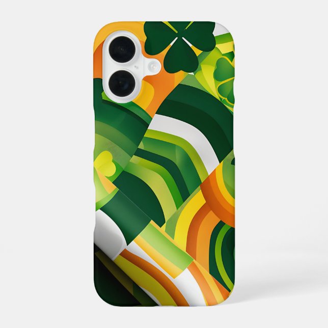 GREEN ORANGE YELLOW IRISH ABSTRACT PATTERNS iPhone CASE (Back)
