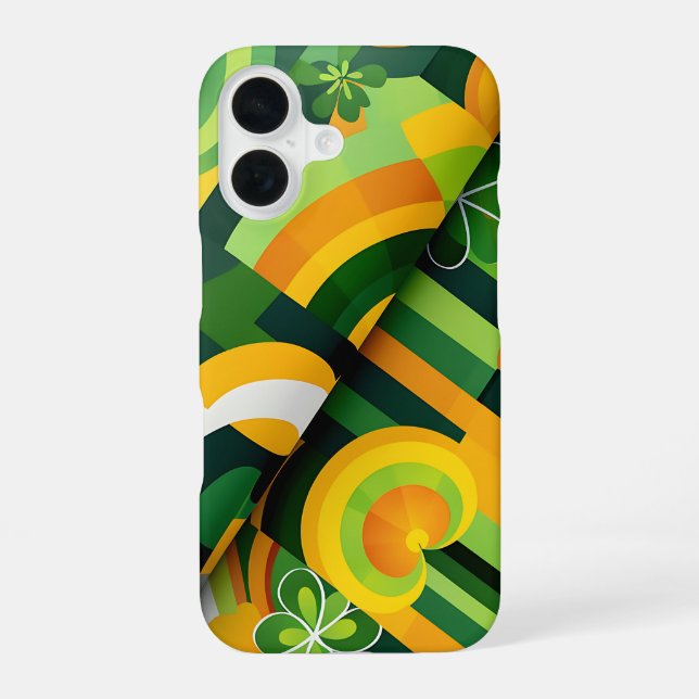 GREEN ORANGE YELLOW IRISH ABSTRACT PATTERNS iPhone CASE (Back)