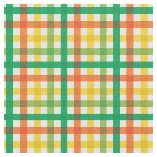 Green, Orange & Yellow Mexican Fiesta Plaid Tartan Fabric
