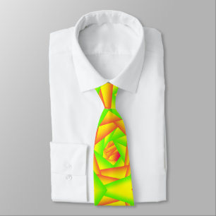 Green Orange Yellow Ombre Abyss Abstract Art Neck Tie