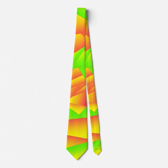 Green Orange Yellow Ombre Abyss Abstract Art Neck Tie (Front)